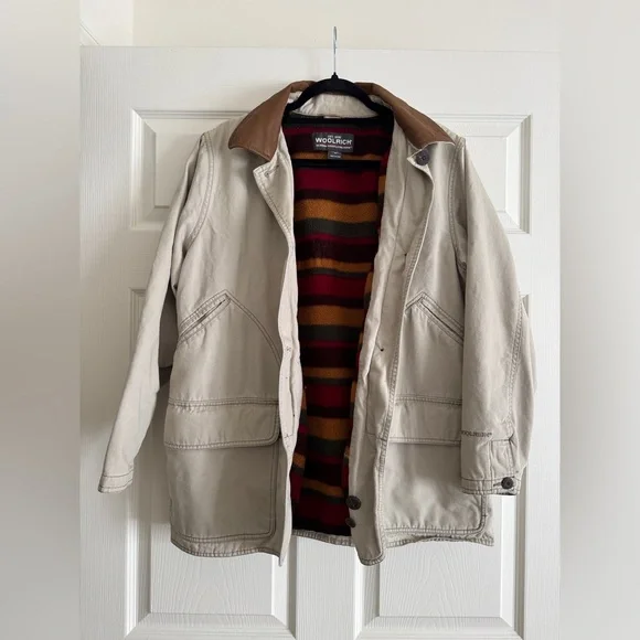 Woolrich Canvas Field Jacket | Fleece Lined | Leather Collar | Women’s M - Picture 5 of 10